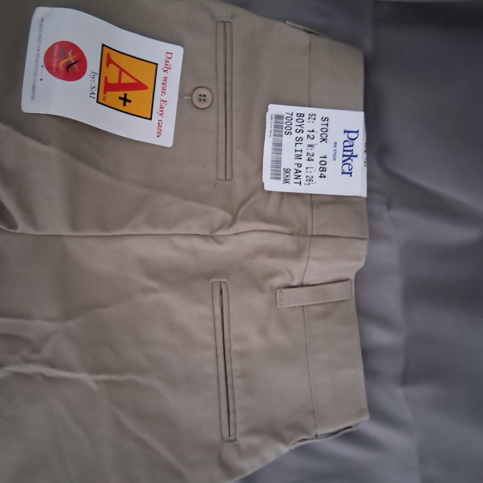 Parker A+ Boys Slim School Uniform Pants Sz 12 Khaki NWT Pleated Front