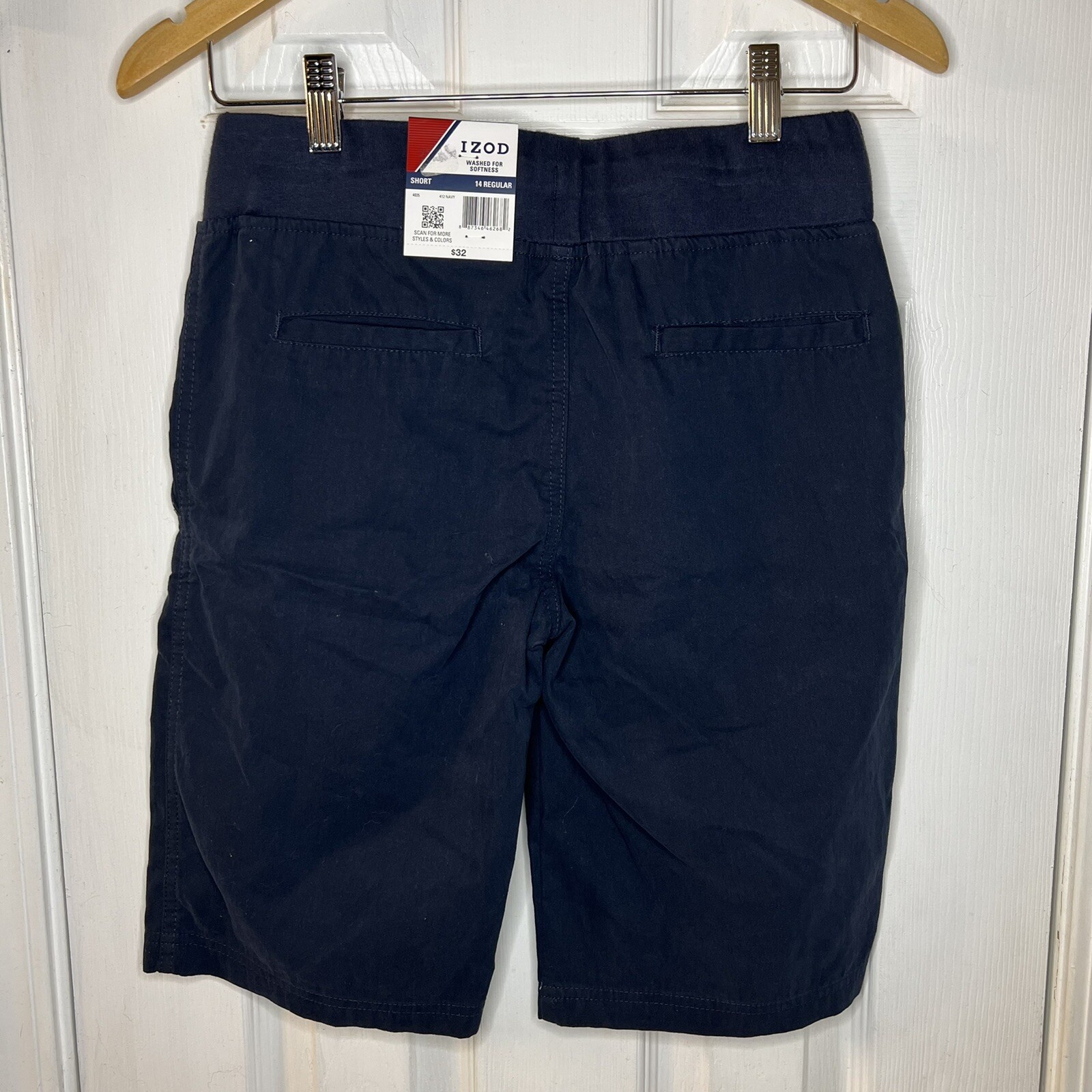 NWT Boy’s Izod School Uniform Shorts Navy Size 14 Regular Stretch Waist