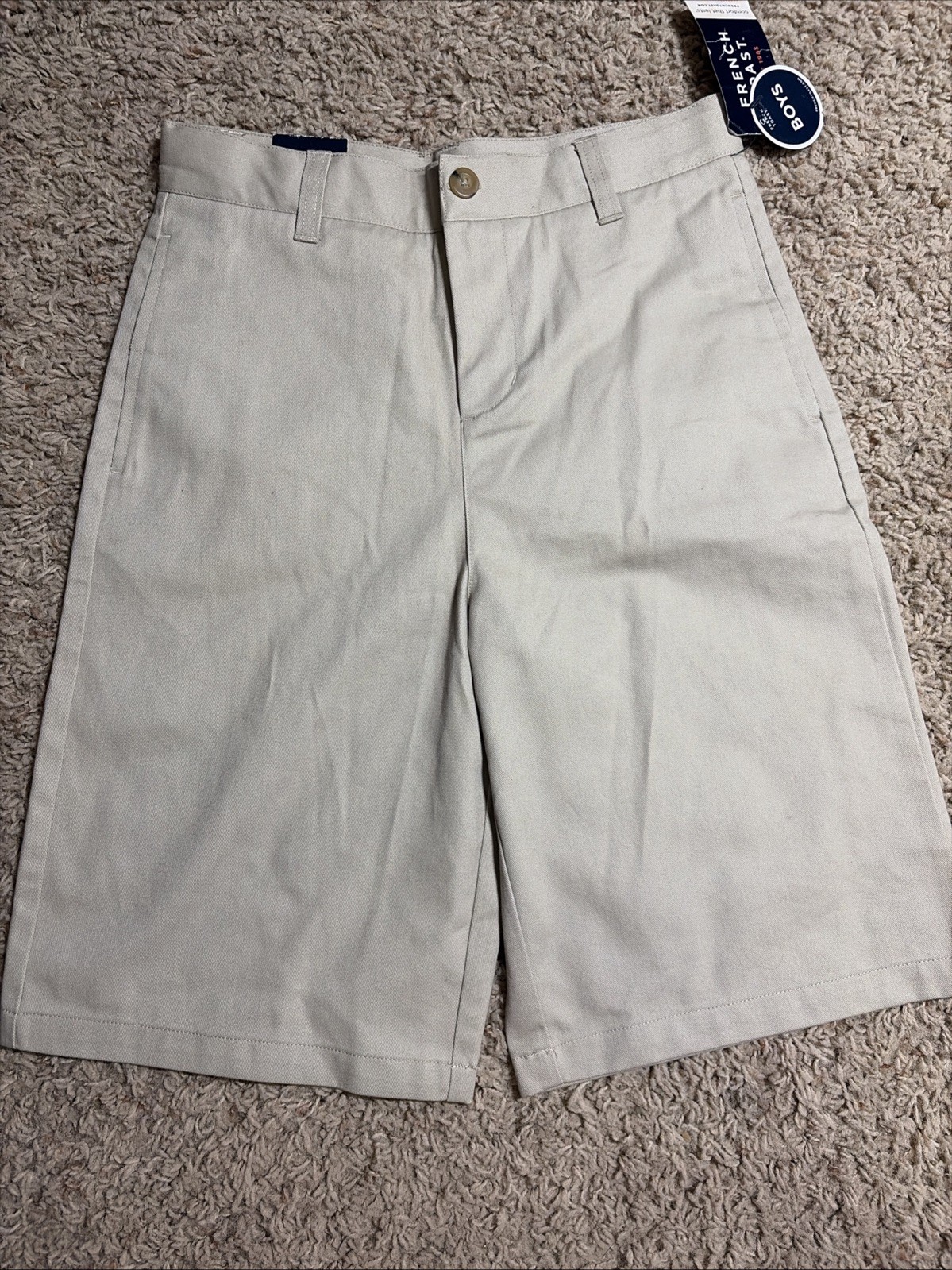NWT Boys 14 French Toast Adjustable Waist Flat Front Khaki Uniform Shorts