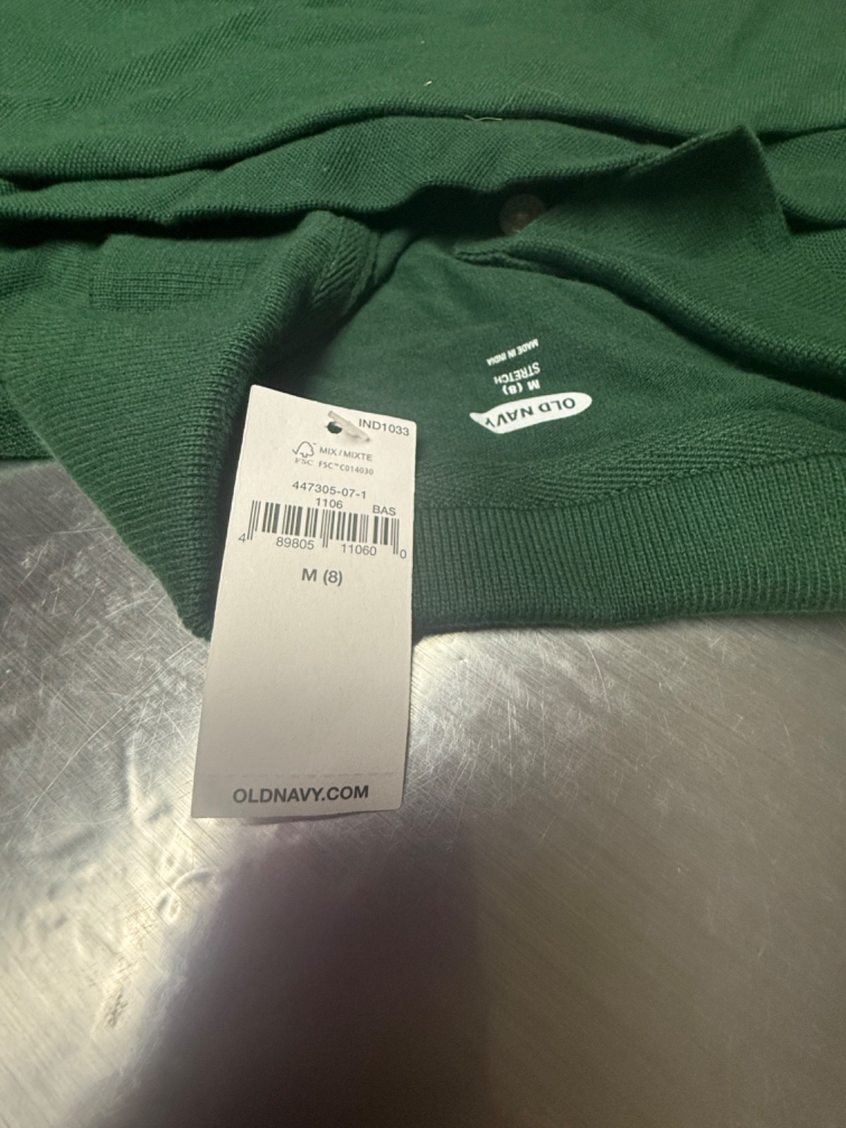 Old Navy Boys Stretch School Uniform Long Sleeve Polo Shirt Green Medium 8 NWT