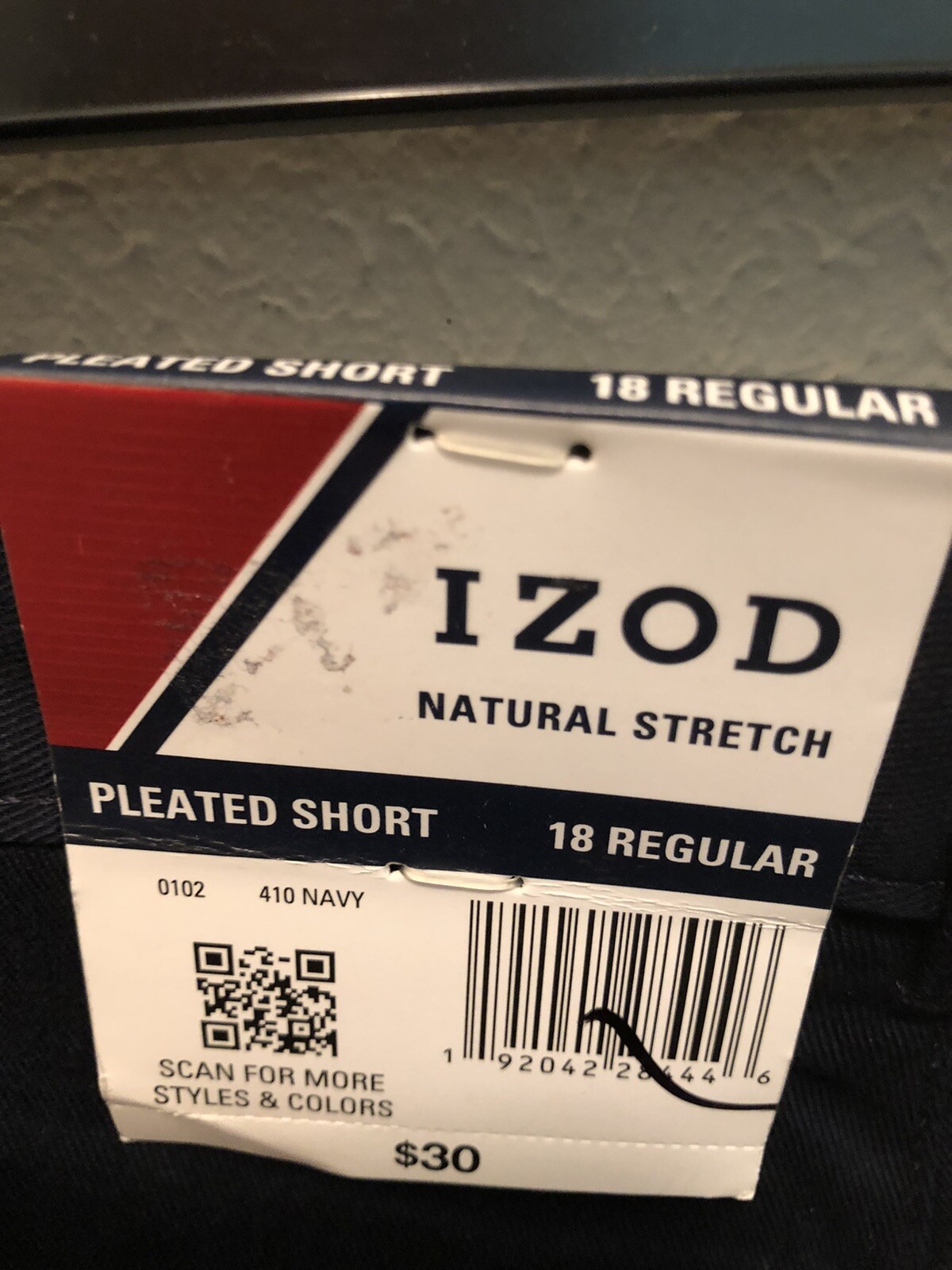 New Izod Boys School Uniform 18 Regular pleated shorts Navy Blue Natural STRETCH