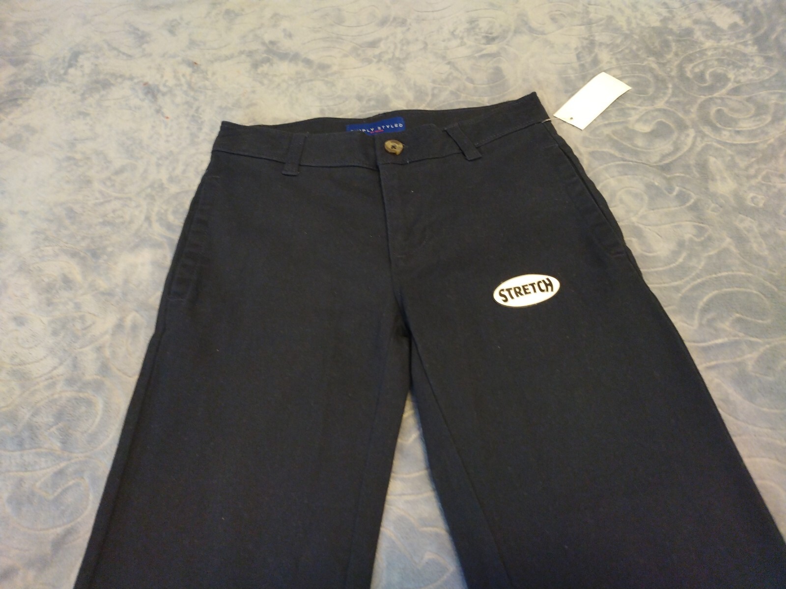 Simply Styled Boys Flat Front Stretch School Uniform Pants Navy Blue Sz 6 NWT