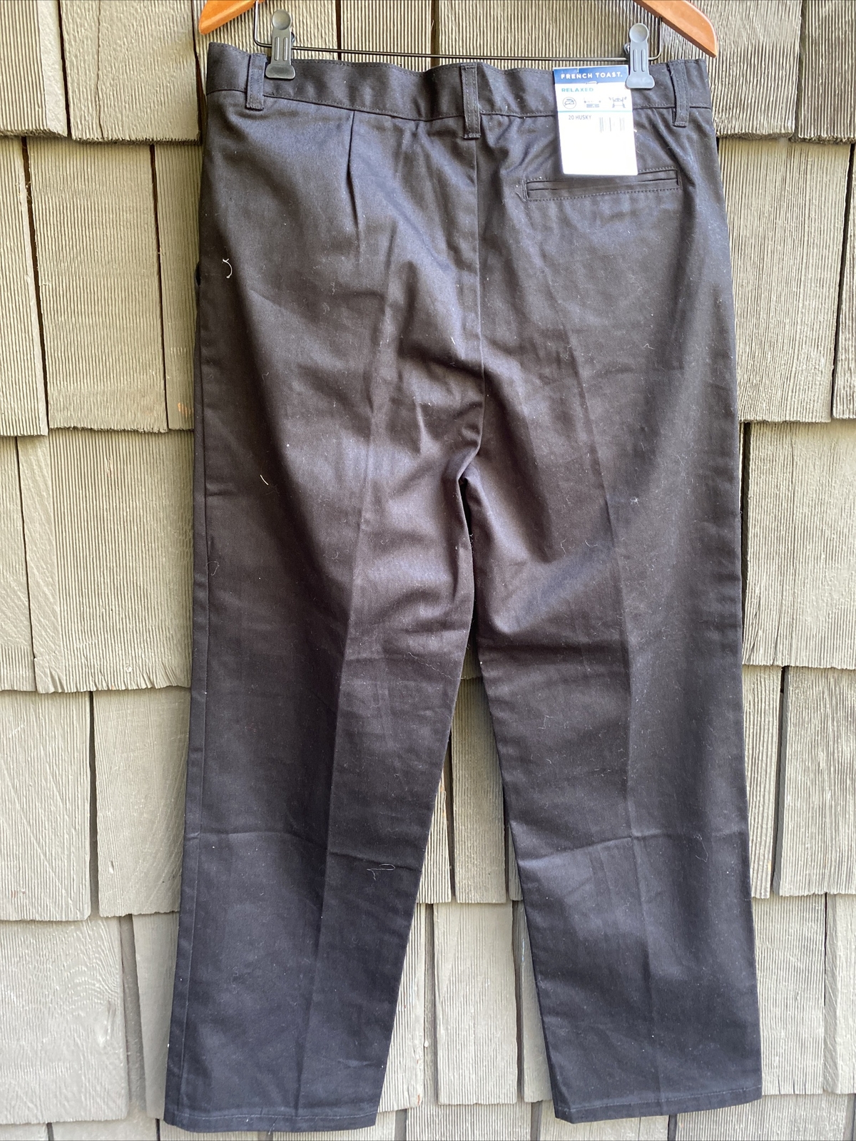 FRENCH TOAST BOYS Black RELAXED FLAT FRONT ADJ WAIST UNIFORM PANT 20 HUSKY T50