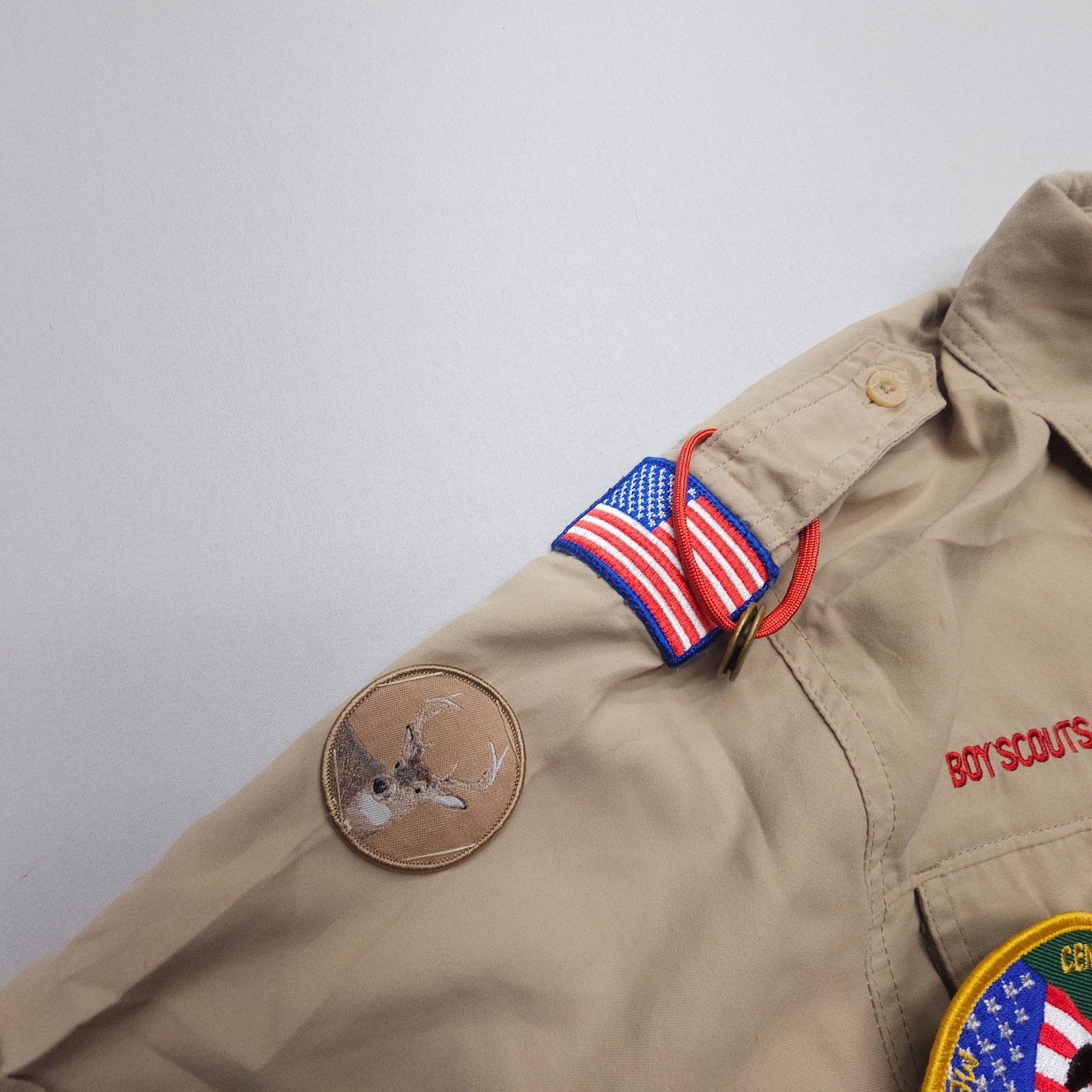 Boy Scouts Of America Youth Medium Uniform Shirt Tan Vented Microfiber Hiking