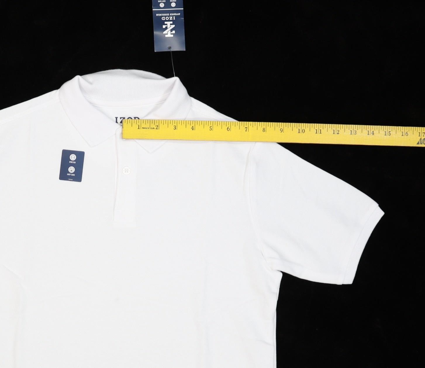 IZOD Approved Schoolwear Shirt Boys 14/16 Large White Uniform Polo Husky Stretch