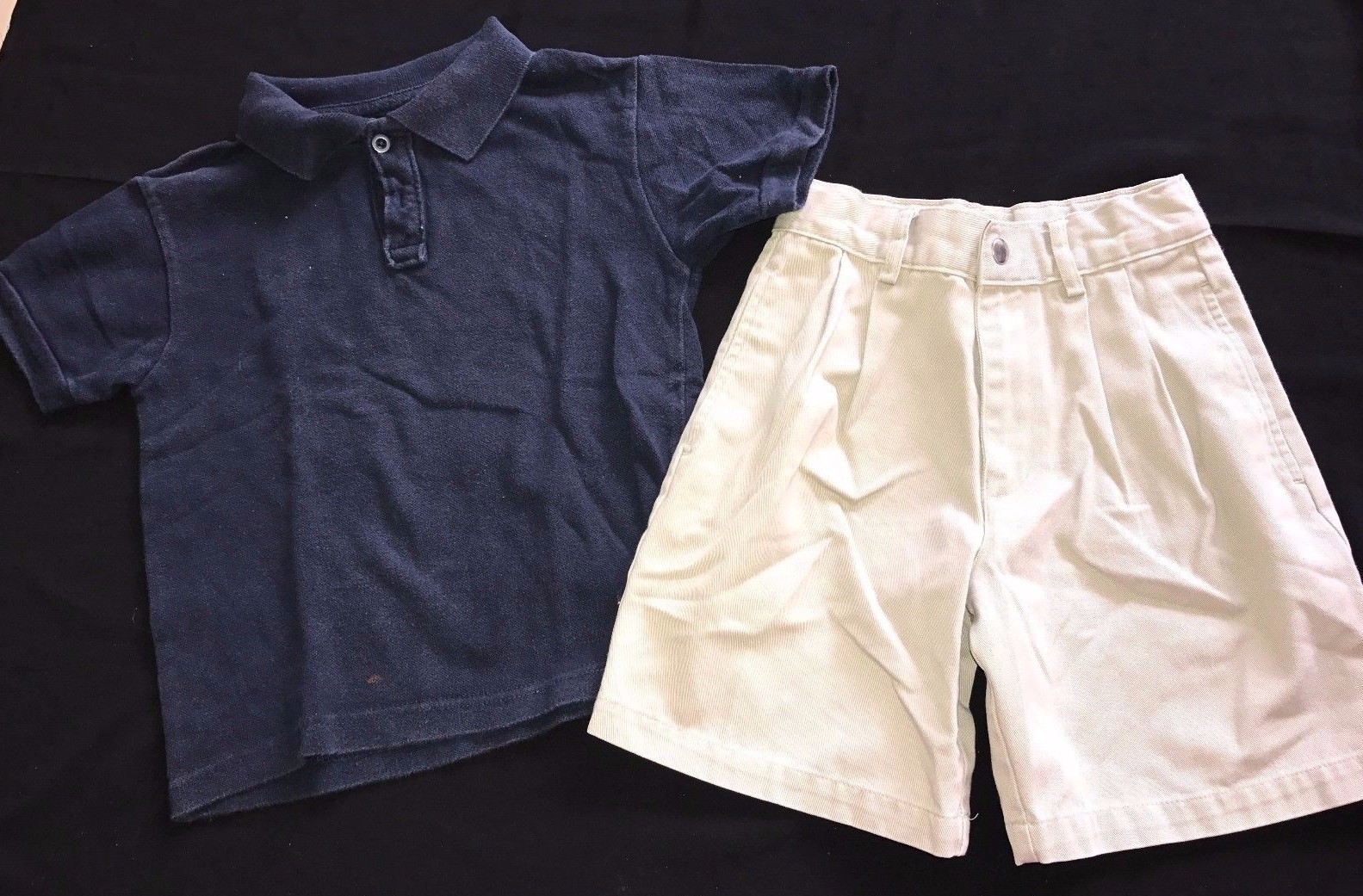 boys IZOD khaki SCHOOL UNIFORM SHORTS pleated front NAVY US POLO ASSN SHIRT TOP