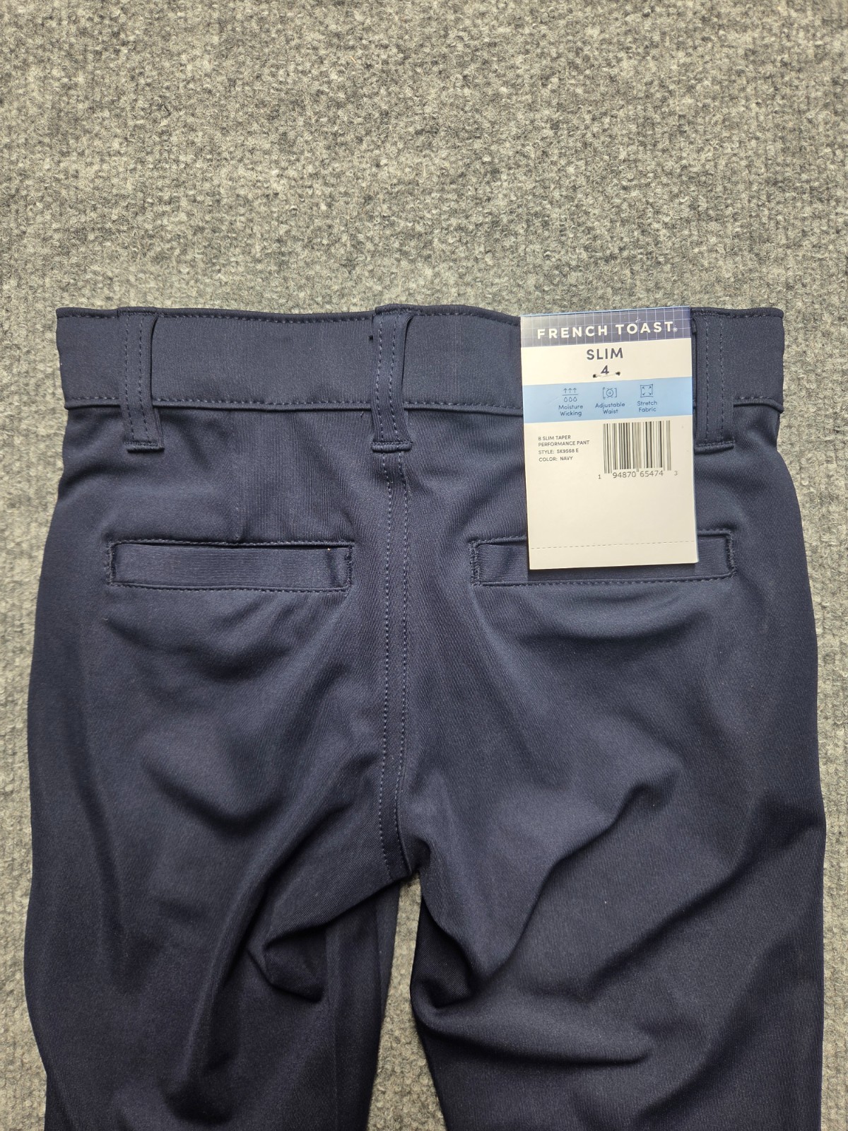French Toast Pants Boys Sz 4 Navy School Uniform Slim Performance Tapered Flat