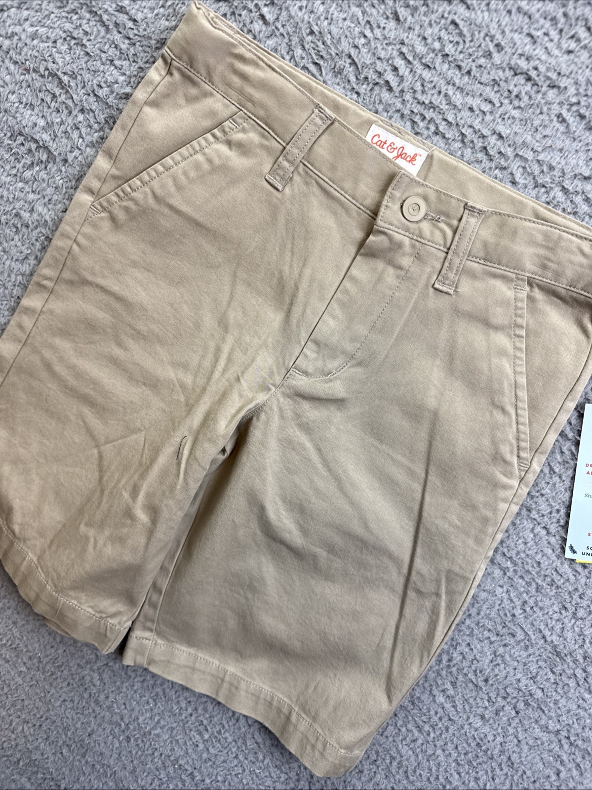 Cat & Jack Boys Youth 7 Khaki Flat Front School Uniform Chino Shorts