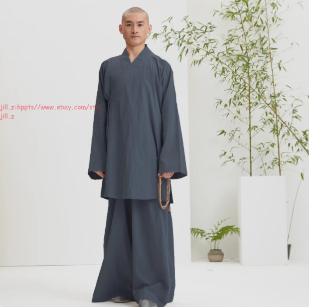 Buddhist Shaolin Monk Robe Full Set/Cotton Thin Kung Fu Suit Meditation Uniforms