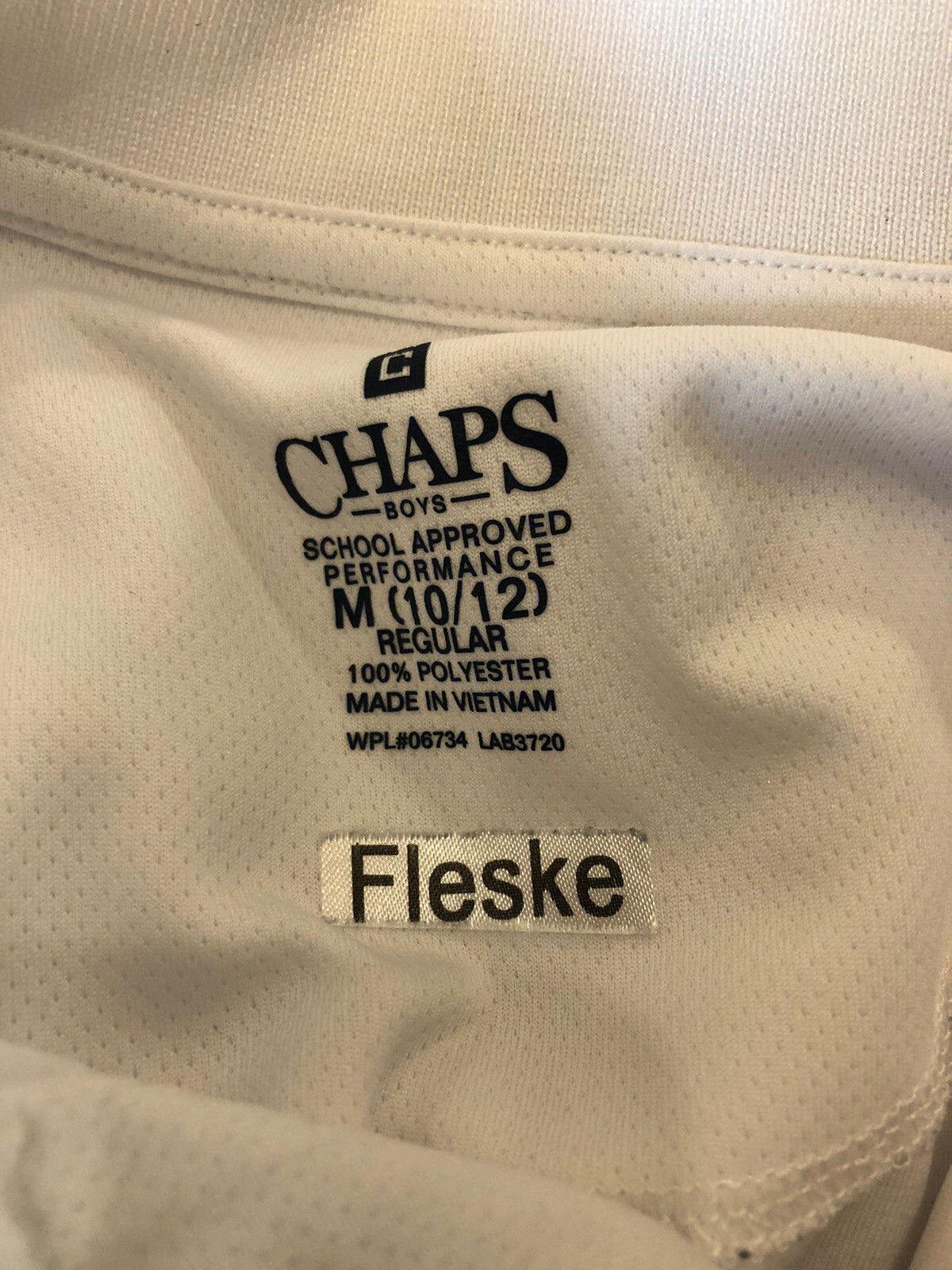 Chaps Boy’s M 10/12 School Uniform Polo Long Sleeve Shirt White