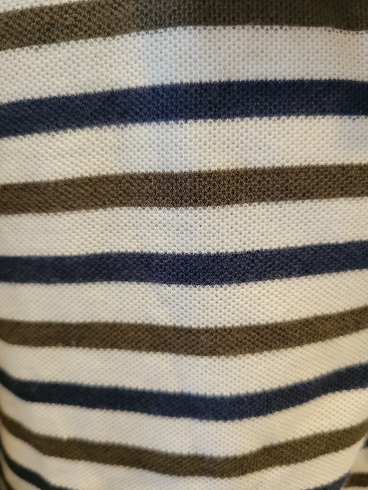 Brums Milano Uniform Polo White/brown/navy Stripe Shirt Size 14 NWT long-sleeved
