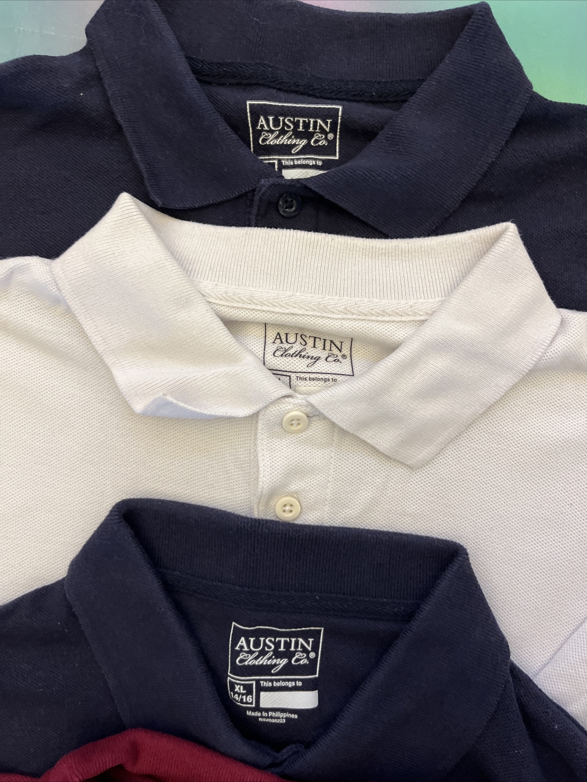 5 Austin Trading Company Boys Size XL 14/16 L-sleeve Uniform Polo Style Shirts