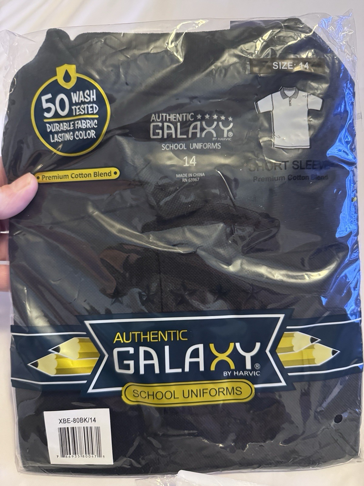 Galaxy by Harvic 2 Black & 1 White School Uniform Polo Shirt Size 14 Set of 3