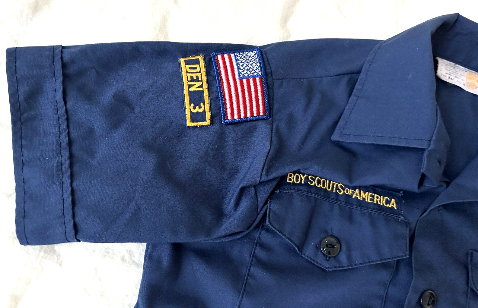 Size 14 Cub Scout Of America Blue Shirt with collar, 10 buttons, pockets VTG.