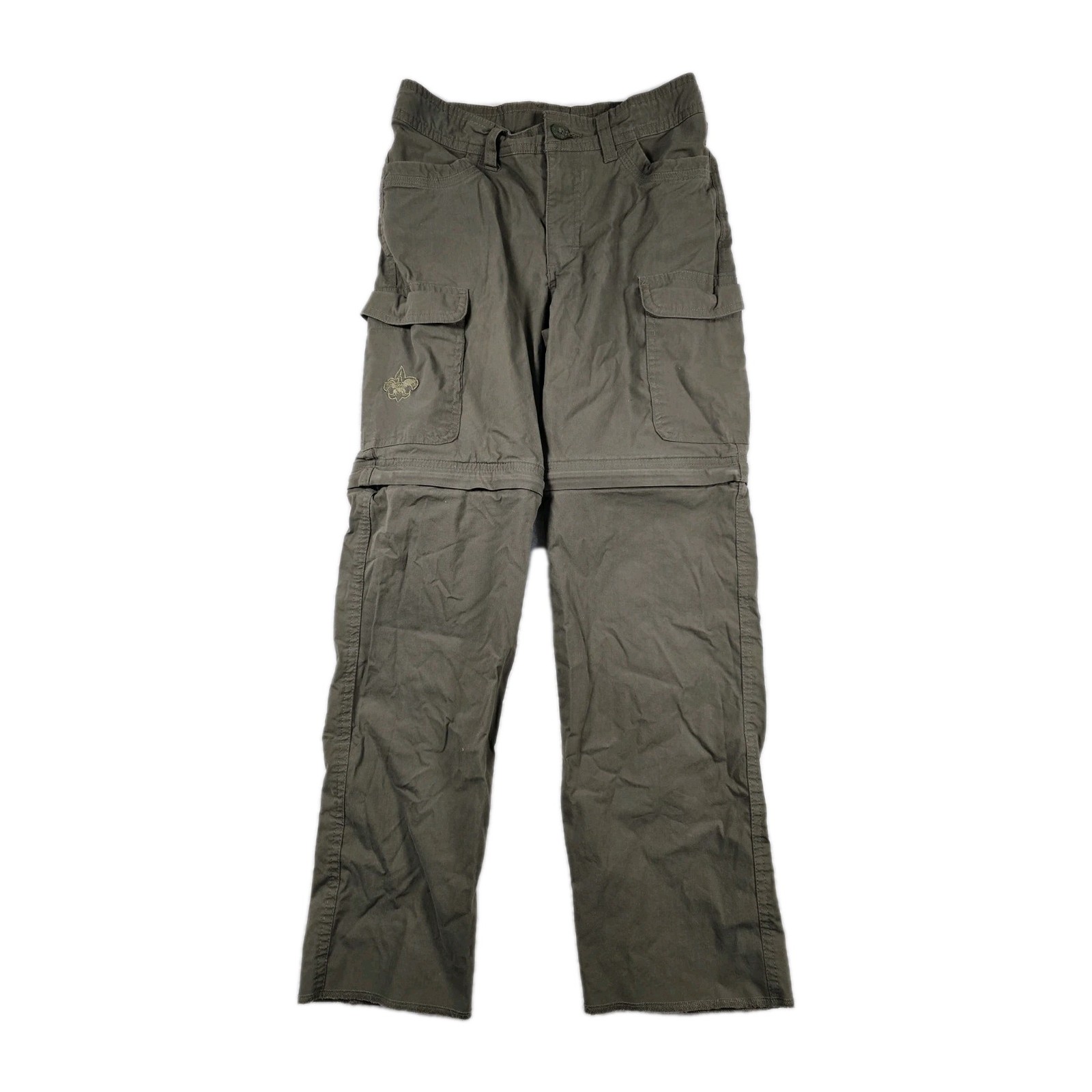 Boy Scouts of America Convertible Zip Off Pants Youth 10 Olive Cargo Hiking BSA