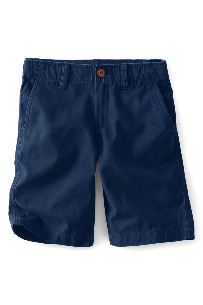 LANDS END Deep Sea School Uniform Flat Front Cotton Cadet Shorts Boys 16 NEW