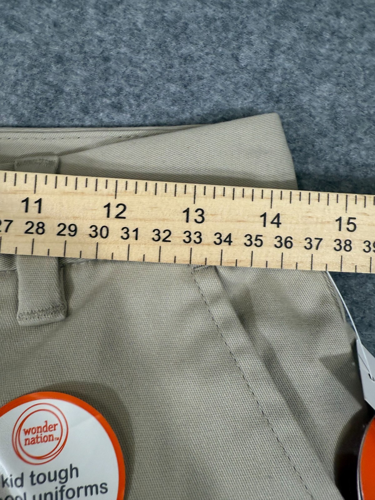 Wonder Nation School Uniform Chino Pants Boys 16 Beige Flat Front Pockets NWT