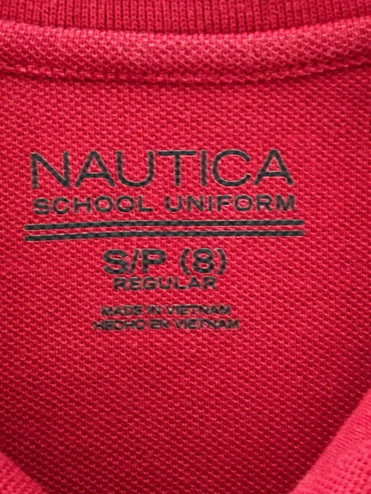 Boys Nautica School Uniform Shirt Sleeve Red Polo Shirt Size Small 8
