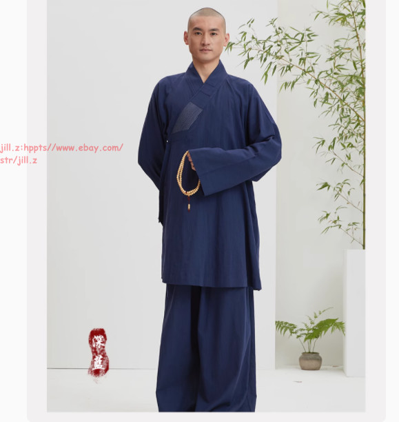 Buddhist Shaolin Monk Robe Full Set/Cotton Thin Kung Fu Suit Meditation Uniforms