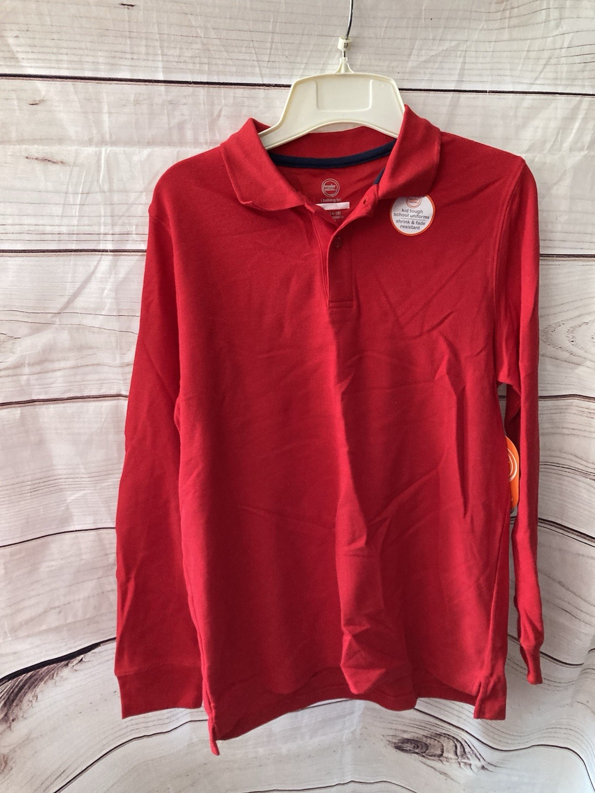 Red School Uniform Polo Shirt-kids 14-NEW-LONG Sleeves