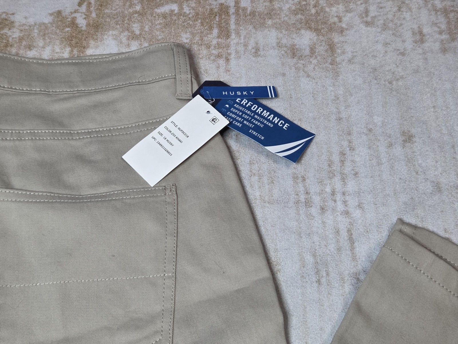 Nautica School Uniform Pants Boys 18 Husky Beige Khaki Stretch Adjustable Waist