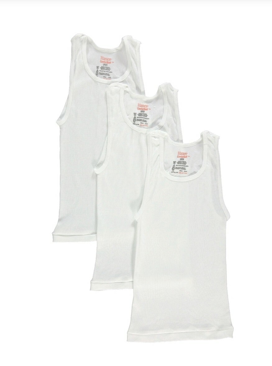 Hanes Little Boys’ 3-Pack Tagless Tanks Small (Sizes 6 – 8) Cool Comfort Soft