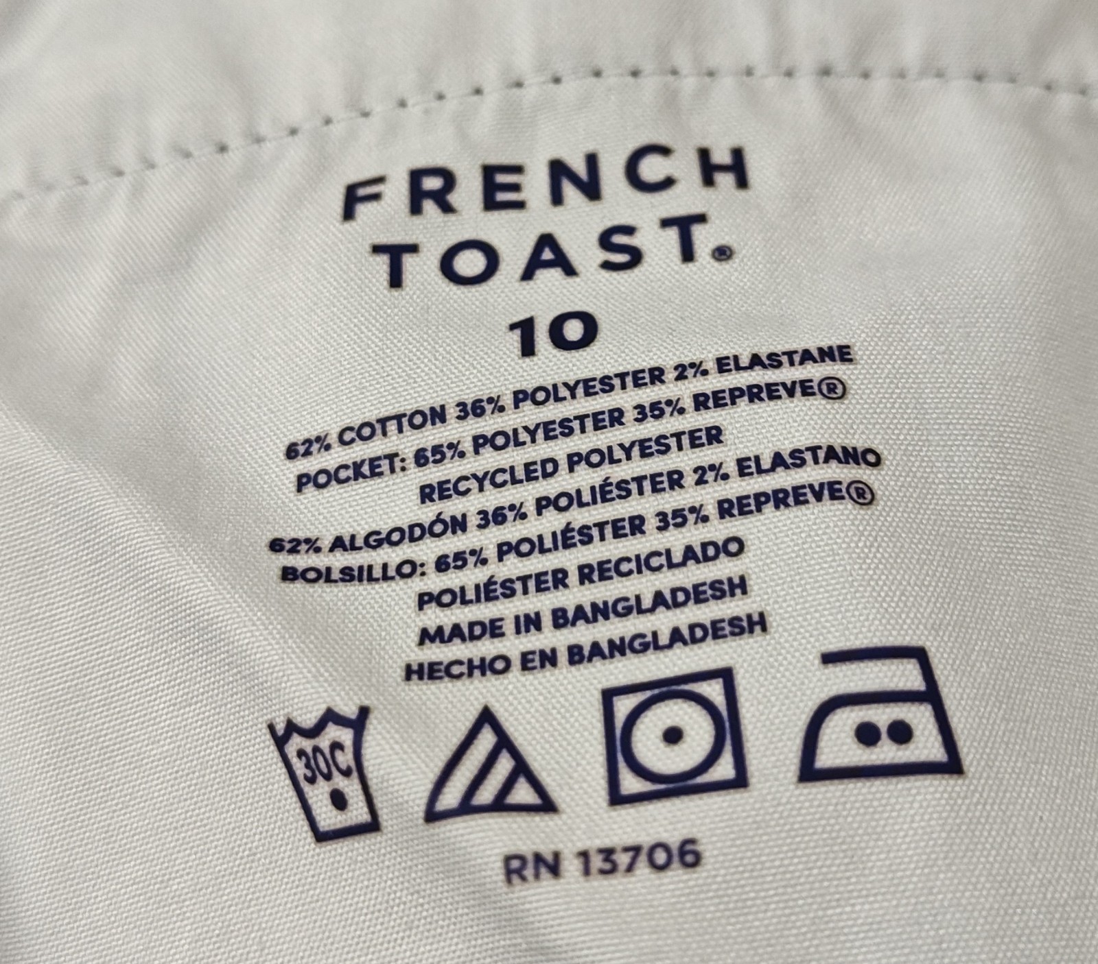 French Toast Double Knee Khaki Pants Boys Size 10 Navy Blue Straight 2-Pack