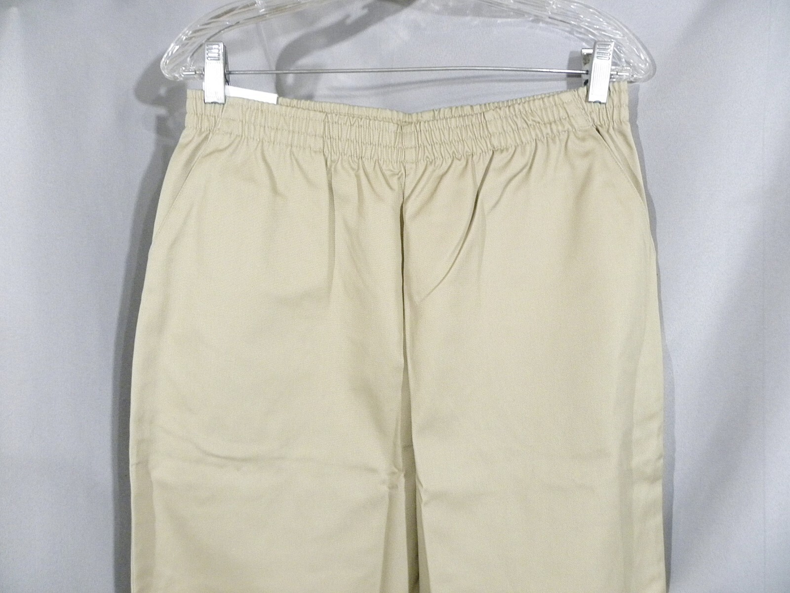 Classroom Uniforms Boys Size 16H Elastic WAIST Khaki Flat Front Cotton Pants