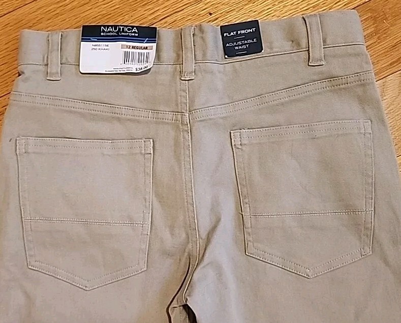 NWT NEW Boy Size 12 Regular Nautica School Uniform Khaki Pants