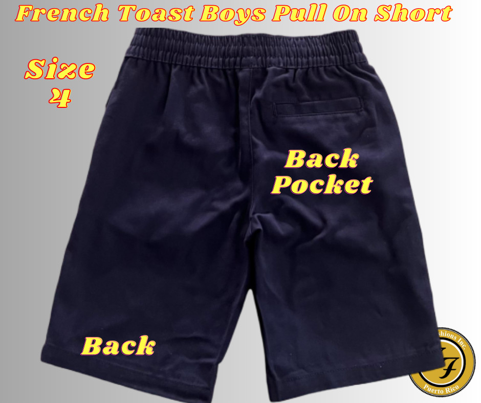 French Toast Boys School Uniform Pull Up Short, All Elastic Waist , Navy Size 4.