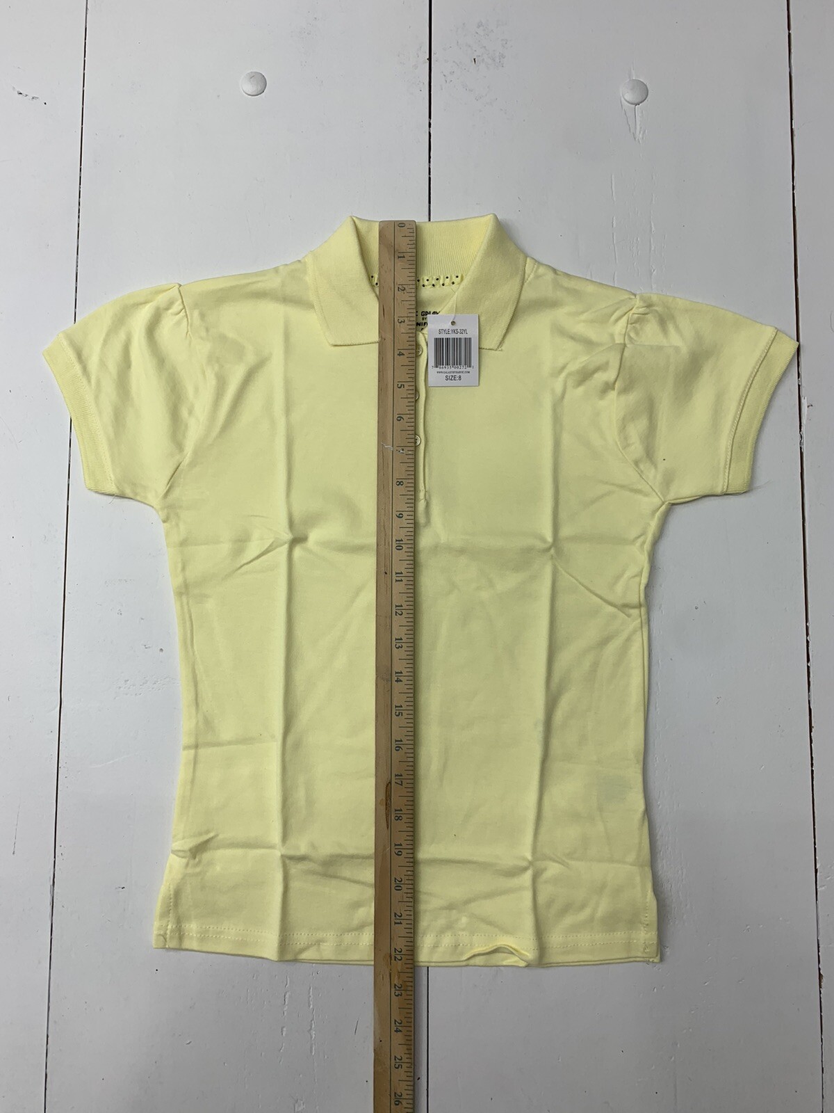 Galaxy Uniform Kids Light Yellow Short Sleeve Polo Shirt Size 8