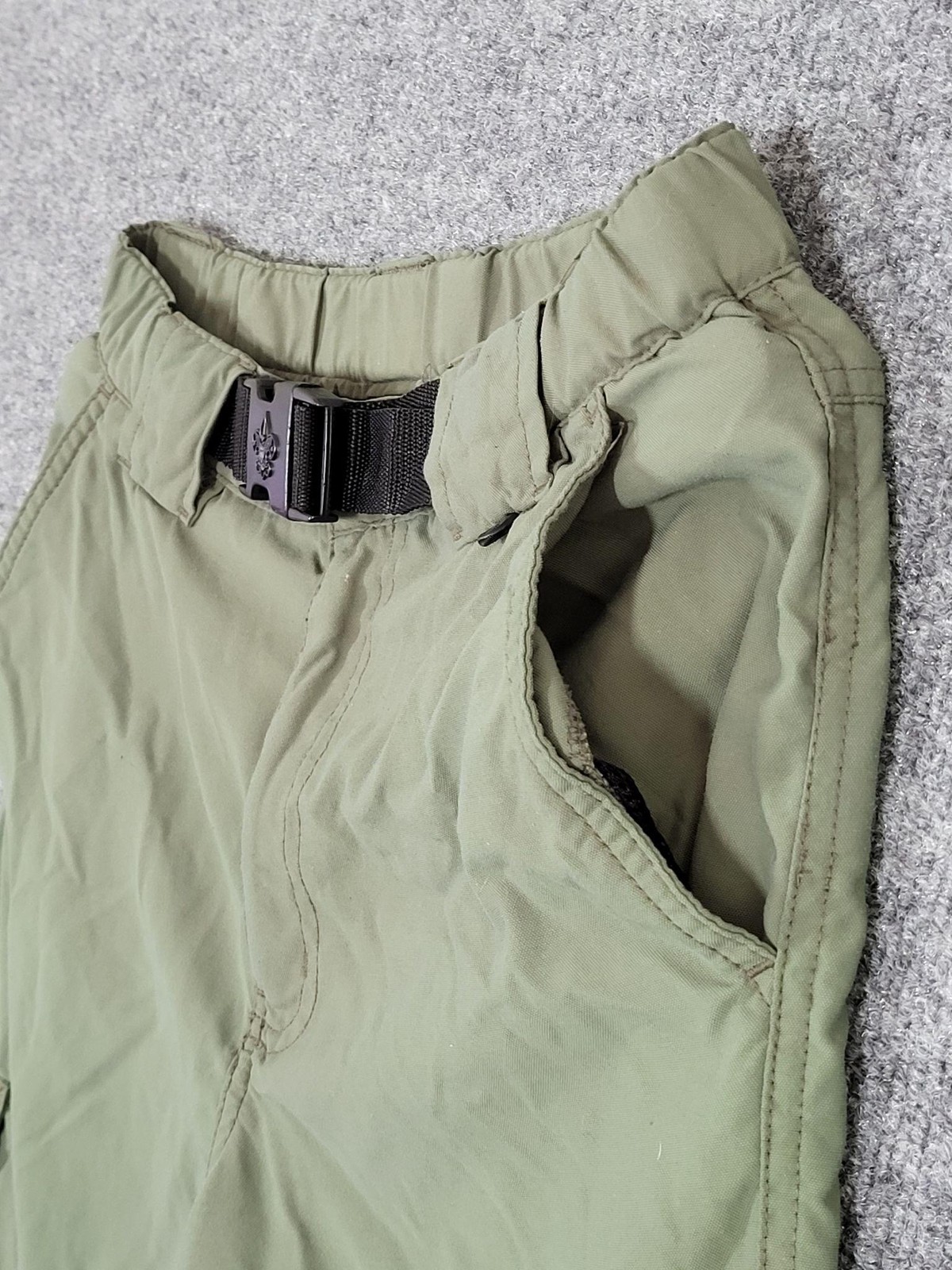 Boy Scouts Of America Shorts Youth XL Green Switchback Cargo Belted Uniform Logo