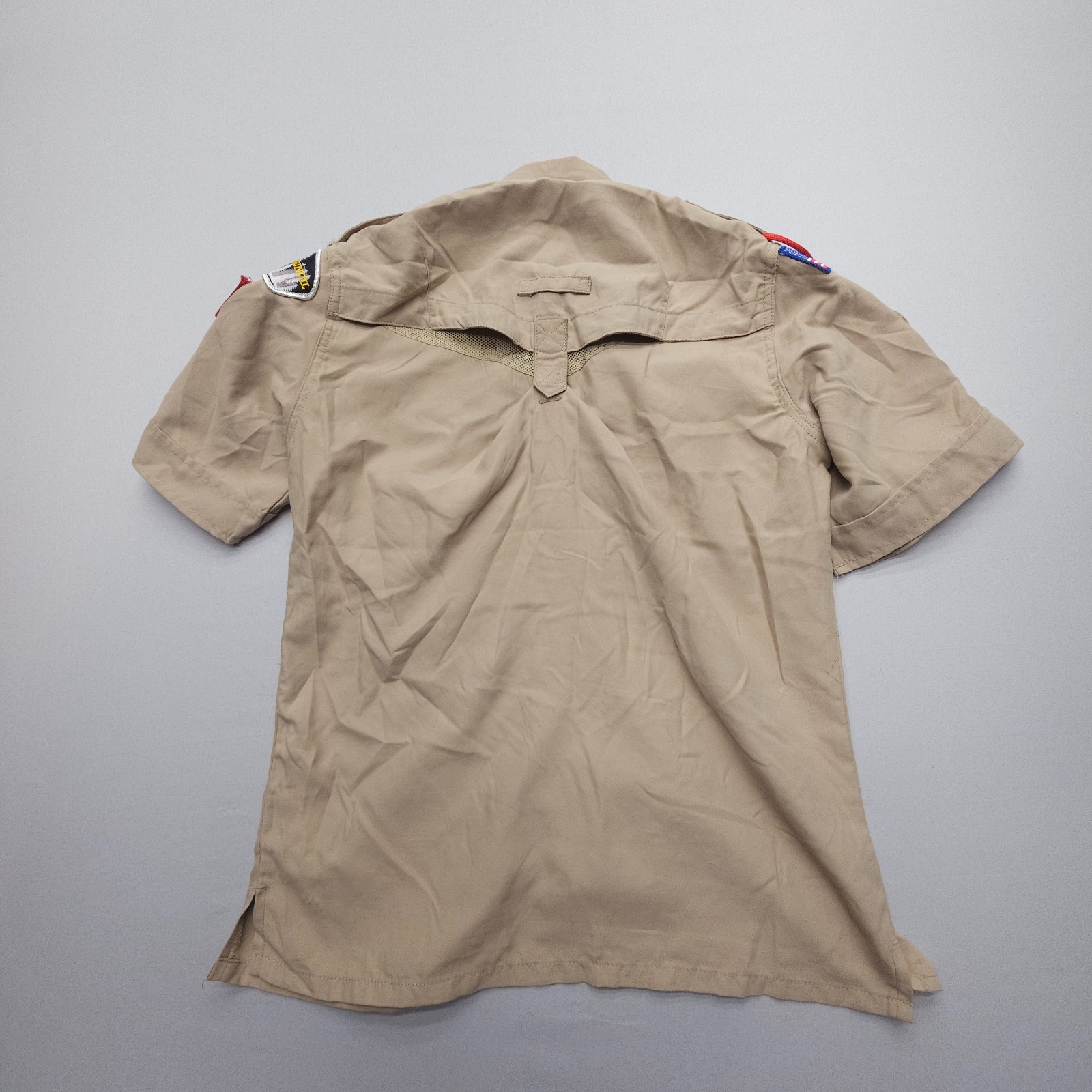 Boy Scouts Of America Youth Medium Uniform Shirt Tan Vented Microfiber Hiking