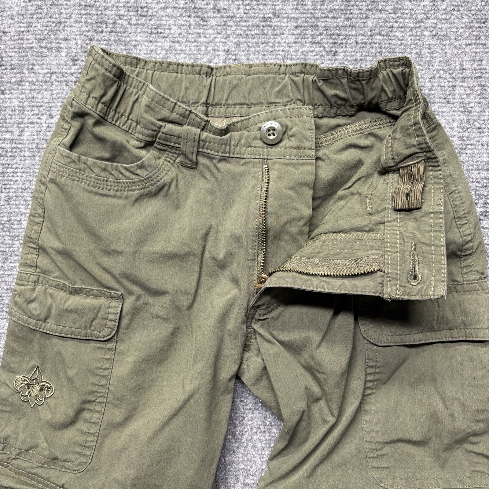 Boy Scouts Of America Cargo Pants Youth 8 Green Switchback Convertible Unhemmed