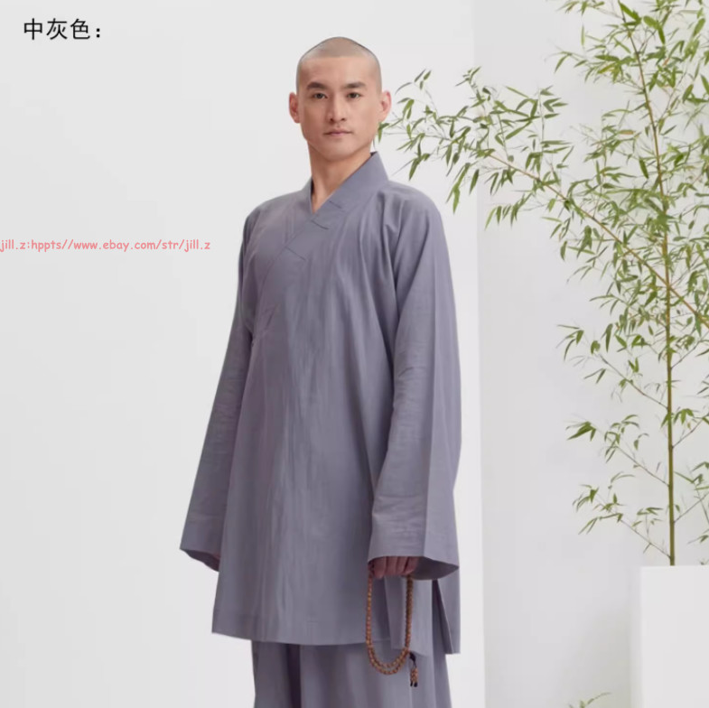 Buddhist Shaolin Monk Robe Full Set/Cotton Thin Kung Fu Suit Meditation Uniforms