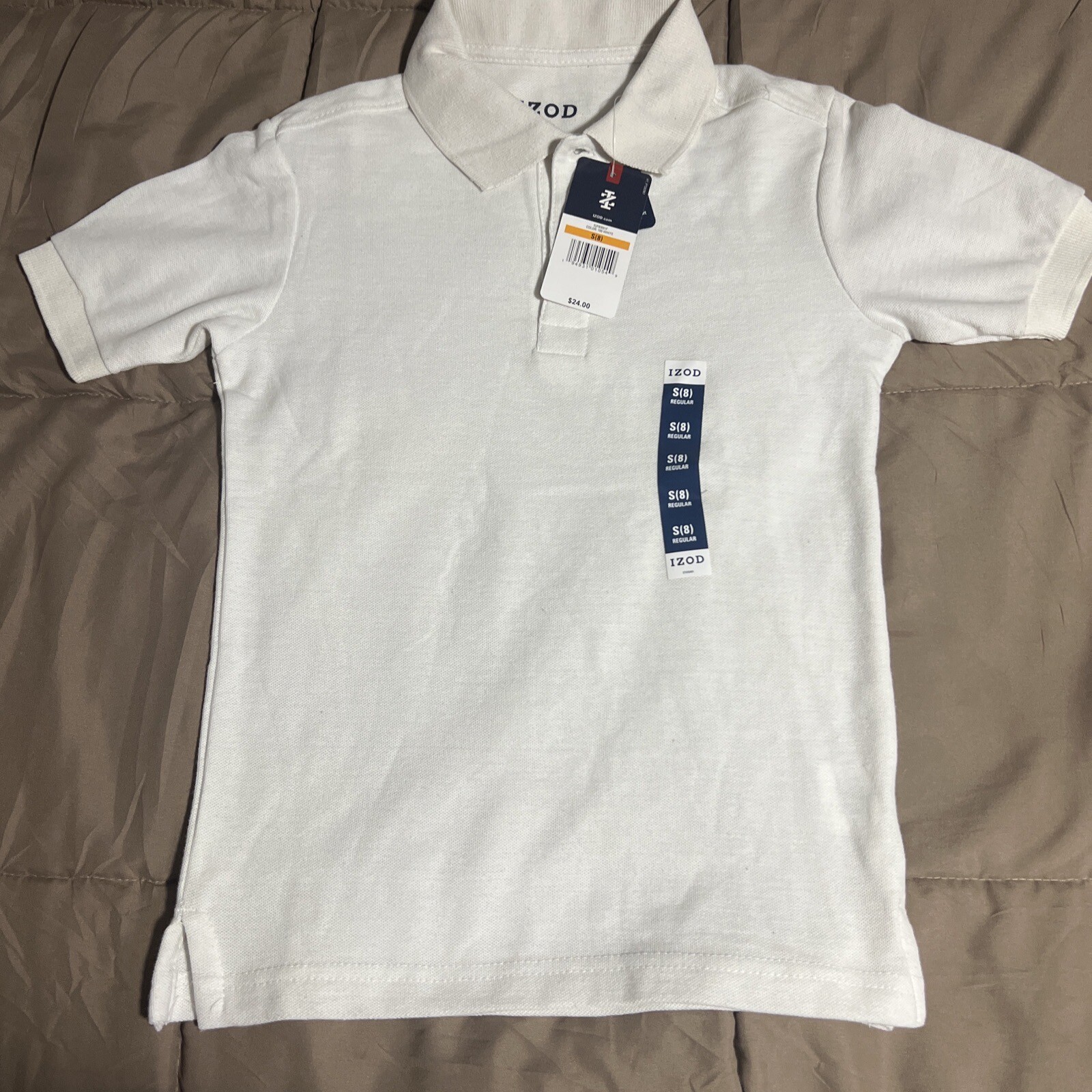 New Boys Youth Izod Polo Shirt White- School Uniform Small
