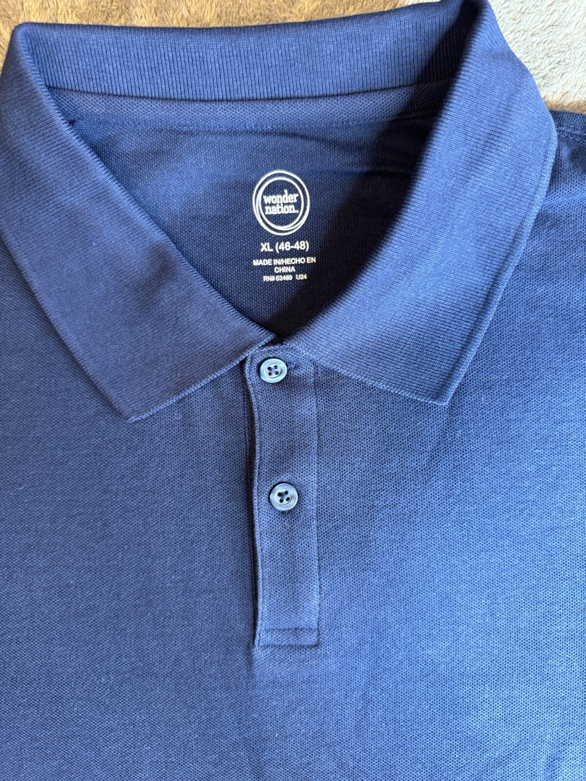 Wonder Nation XL (46-48) Young Mens SS Polo Blue School Uniform