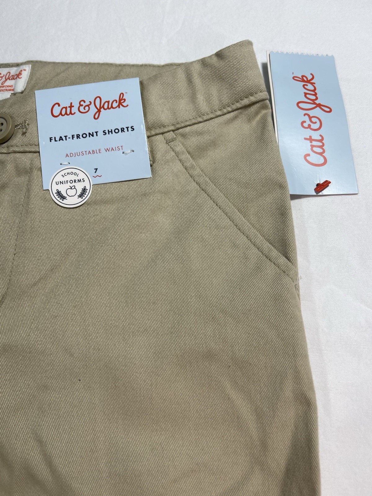 Cat & Jack Flat Front Beige School Uniform Shorts Sz. 7