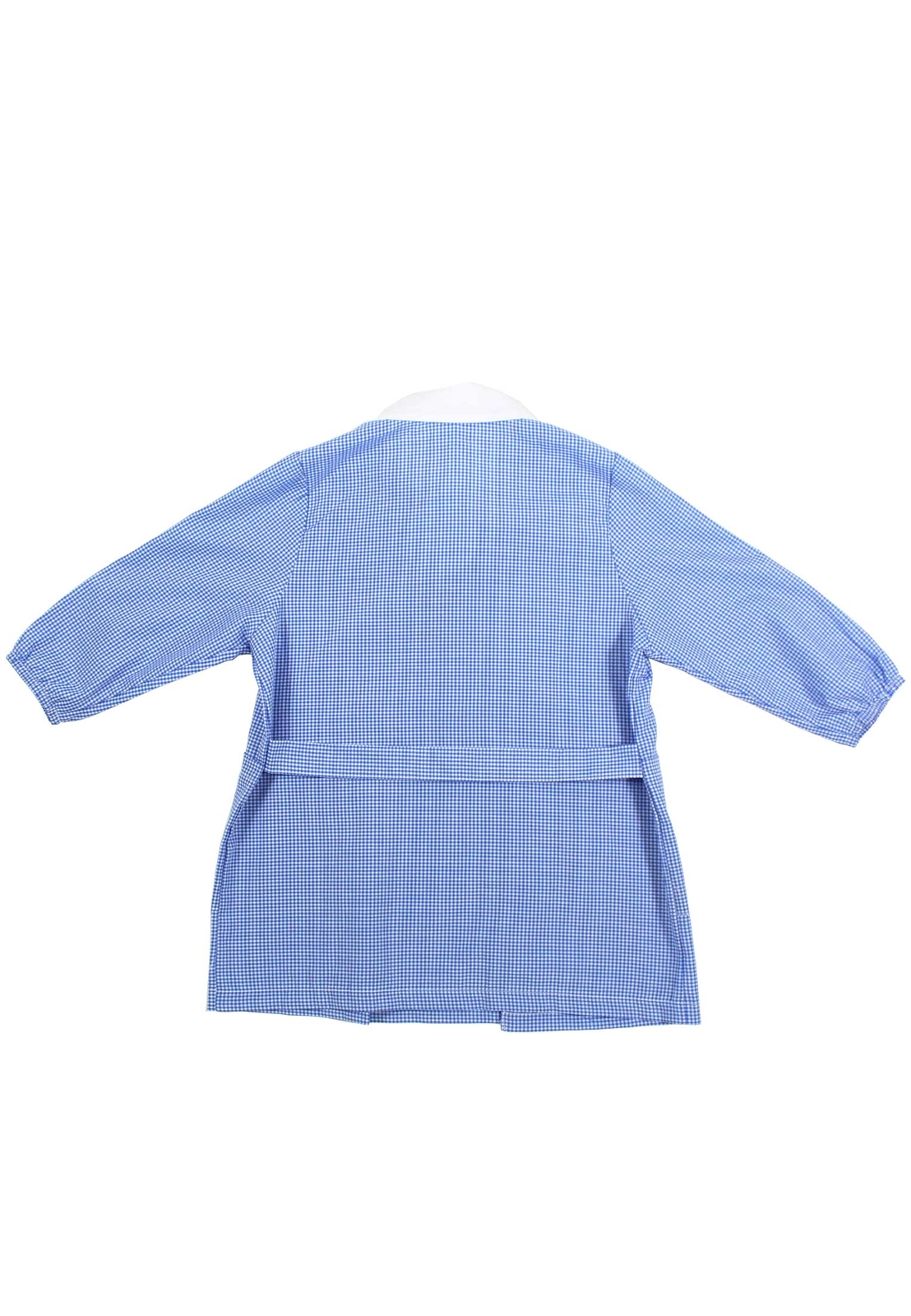 Grembiule Asilo Bambino Quadretti Scuola Materna Bimbo Celeste Colletto Bianco