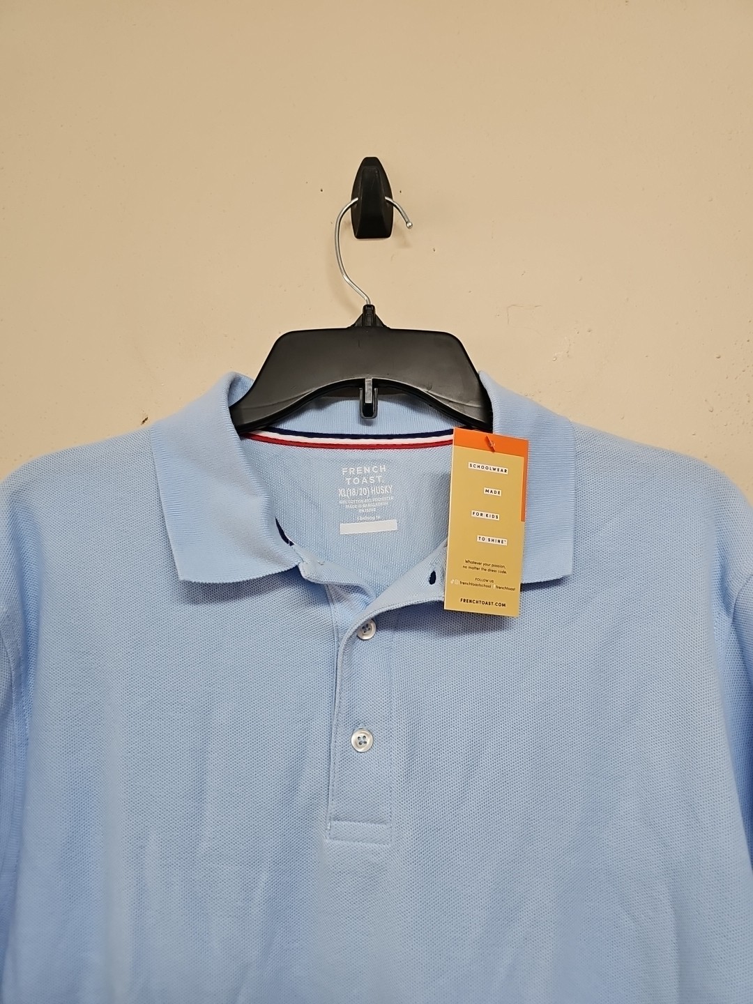 NWT FRENCH TOAST Boy’s Uniform T-Shirt Long Sleeve Cotton Blend Blue.Size XL