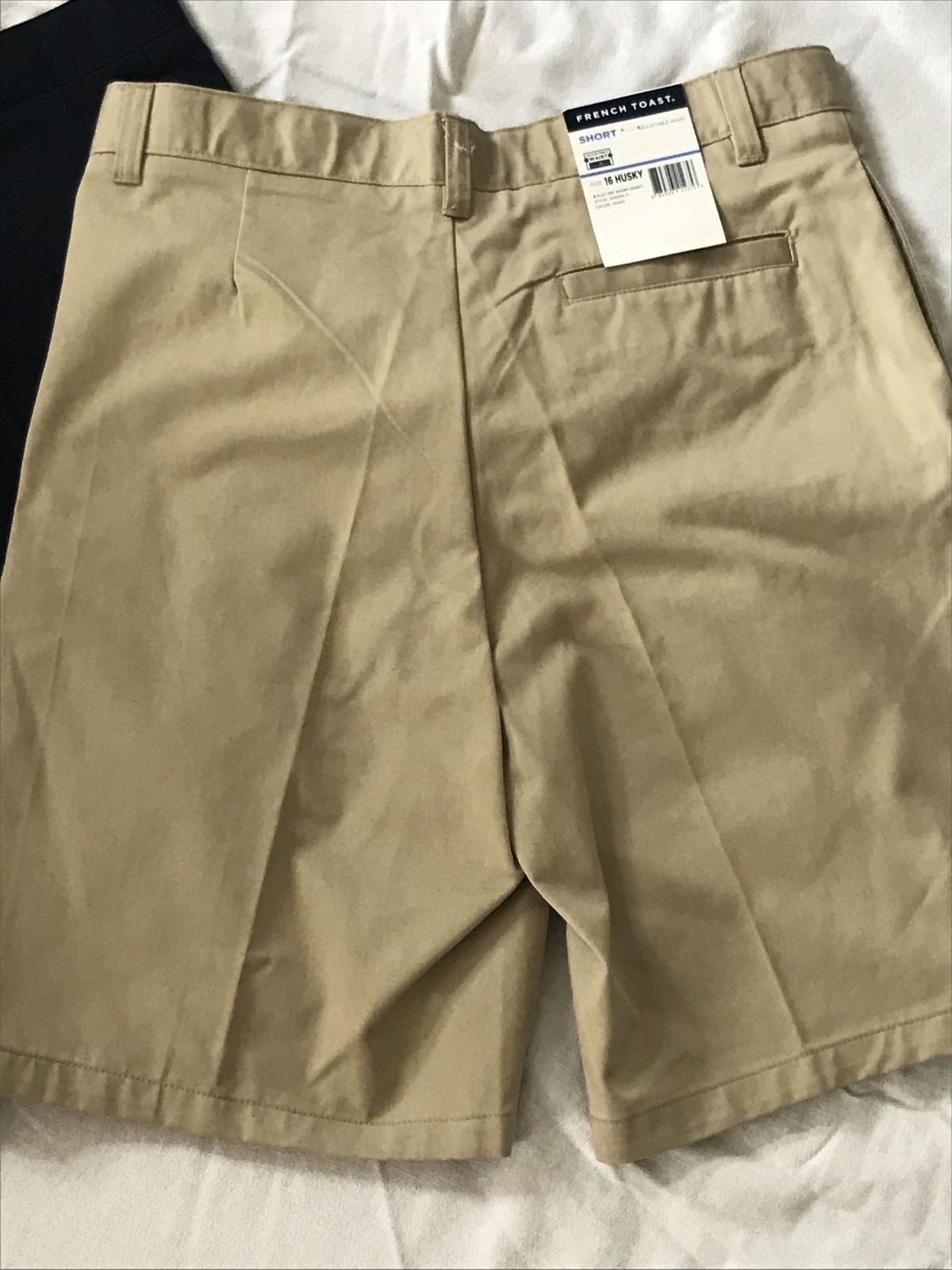 French Toast Uniform Khaki Navy Boys Flat Front Short Size 16 Husky Adjustable