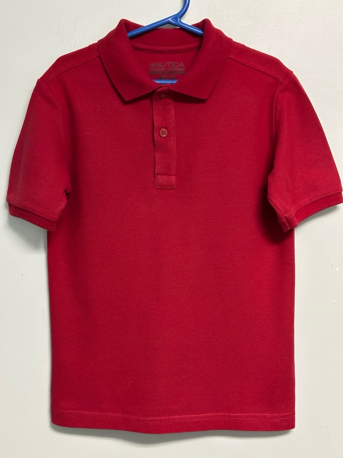 Boys Nautica School Uniform Shirt Sleeve Red Polo Shirt Size Small 8
