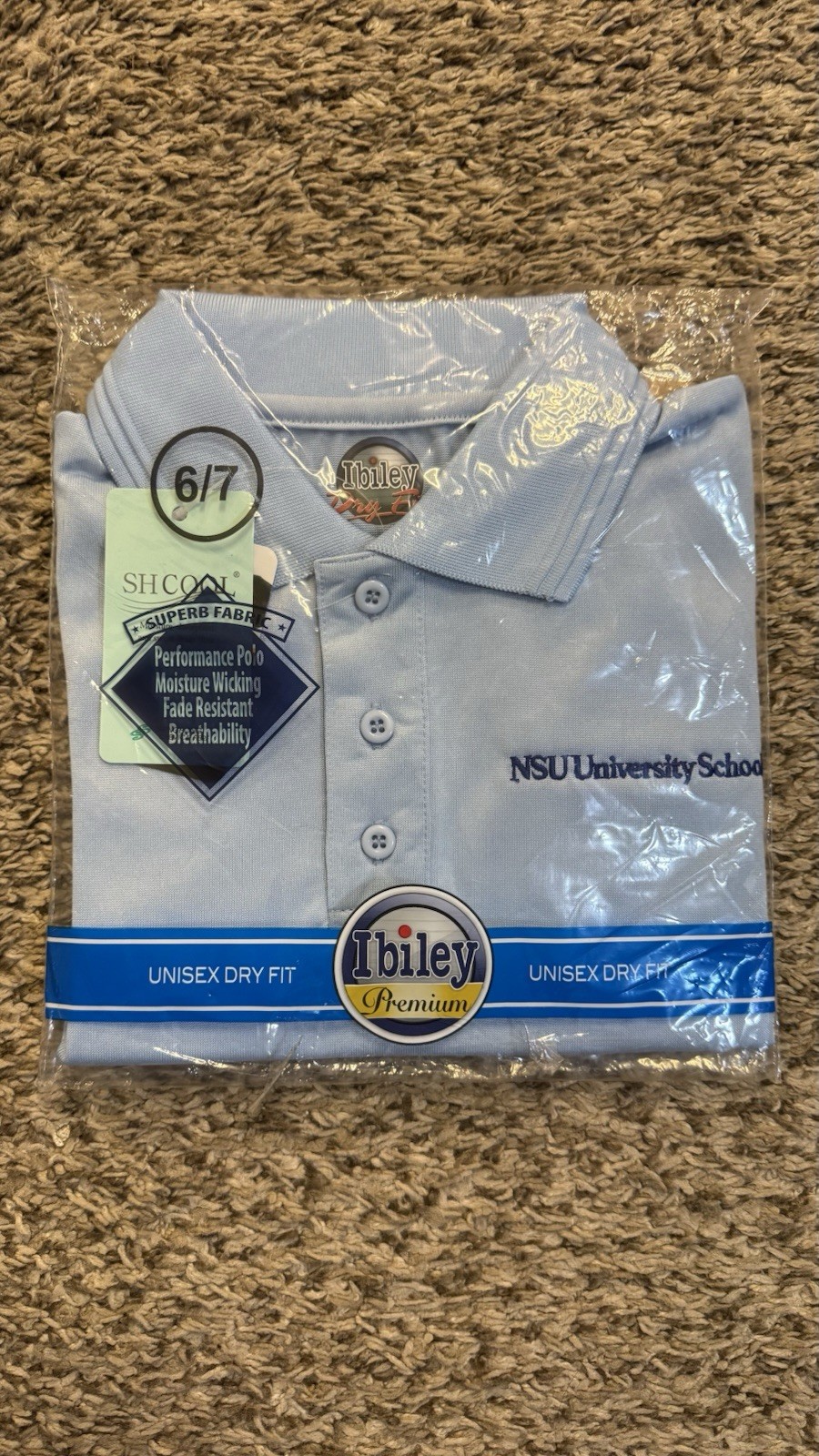 NSU University School Uniform Polo Shirts Youth Size 6/7 Blue NWT