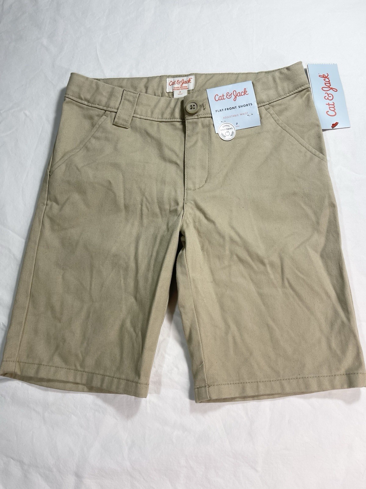 Cat & Jack Flat Front Beige School Uniform Shorts Sz. 7