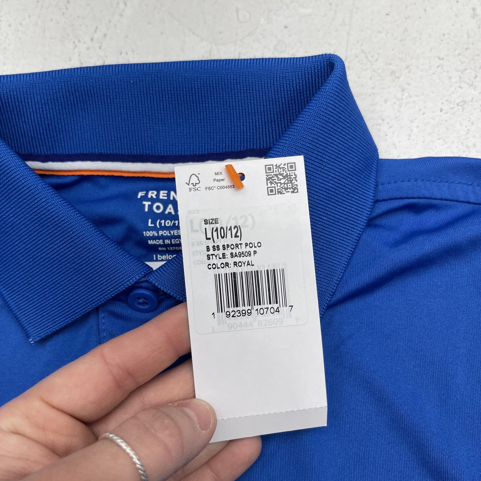 French Toast Polo Shirt Boys 10-12 Blue Performance Moisture Wicking Uniform