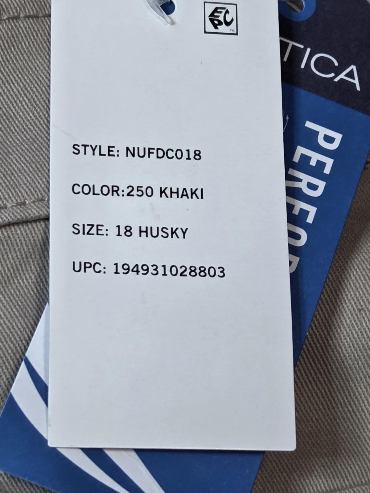 Nautica School Uniform Pants Boys 18 Husky Beige Khaki Stretch Adjustable Waist
