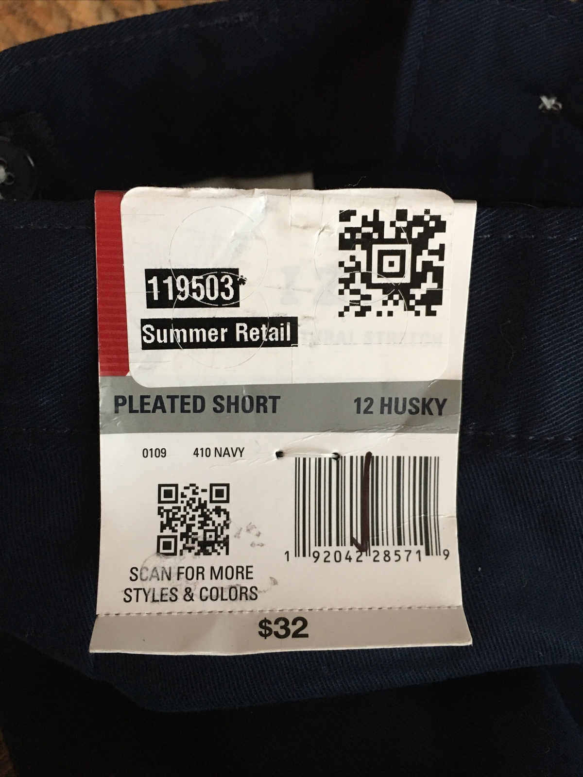 Izod 12 Husky Boys pleated navy adjustable waist school uniform shorts nwt