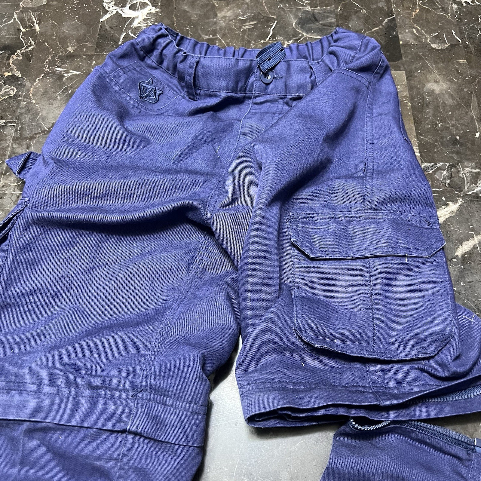 Boy Cub Scouts BSA Switchback Convertible Cargo Pants Size 14 Blue Uniform Zip