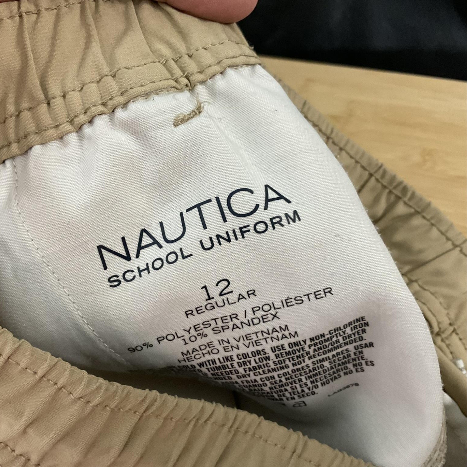 Nautica School Uniform Shorts Boys 12 Beige Elastic Waist Drawstring Stretch