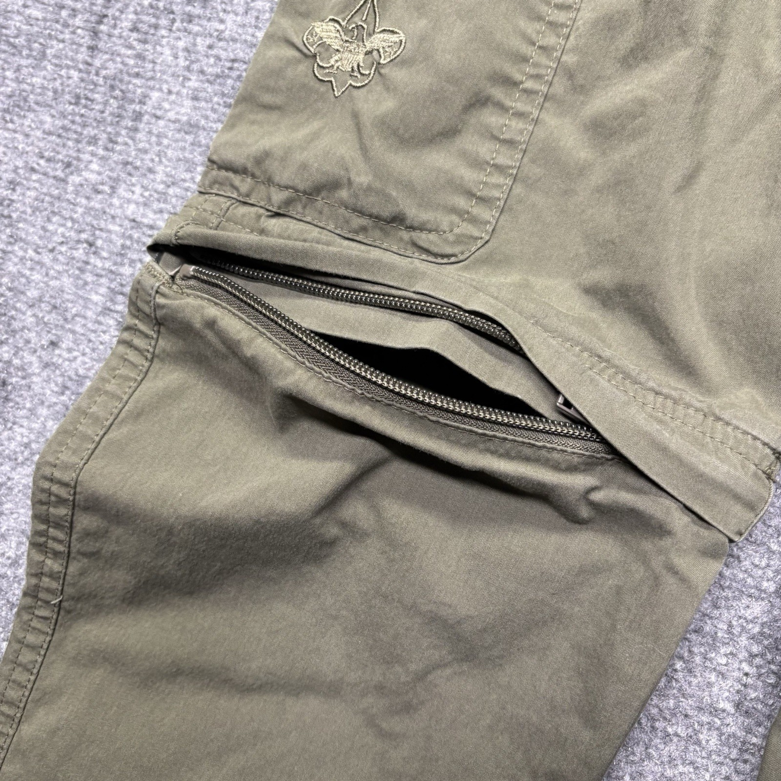 Boy Scouts Of America Cargo Pants Youth 8 Green Switchback Convertible Unhemmed